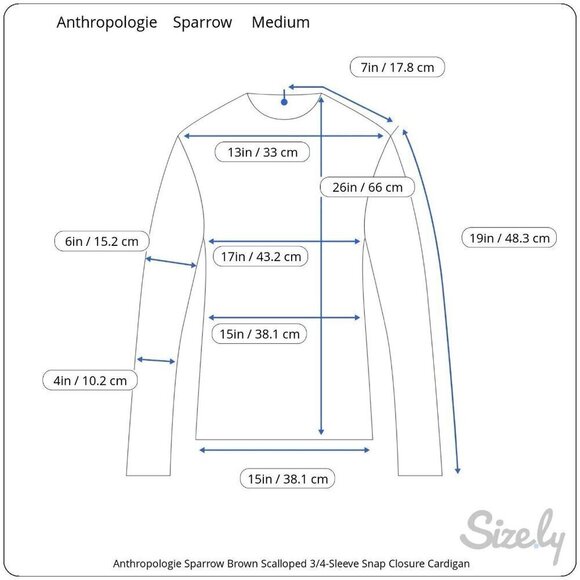 Anthropologie Sparrow Brown Scalloped 3/4-Sleeve Snap Closure Cardigan Sz M - Picture 12 of 12